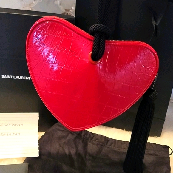 NEW Saint Laurent croc embossed leather clutch - Picture 5 of 15